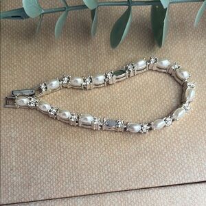 Vintage Avon Moonstone Style Tennis Bracelet June Birthstone Silver Tone NIB B32